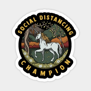 Social Distancing Champion - Unicorn - Funny Magnet