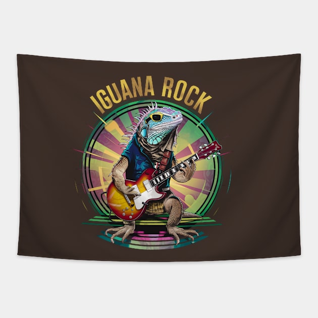 Lizard Rockstar - Iguana Rock Tapestry by Moulezitouna