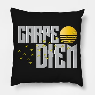 Carpe Diem III - Seize The Day - Latin Quotes - Sunrise Inspirational Typography Pillow