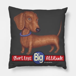 Doxie cute awesome attitude Dachshund with Blue Collar Pillow