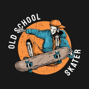 Old School Skater Skeleton with Skateboard T-Shirt