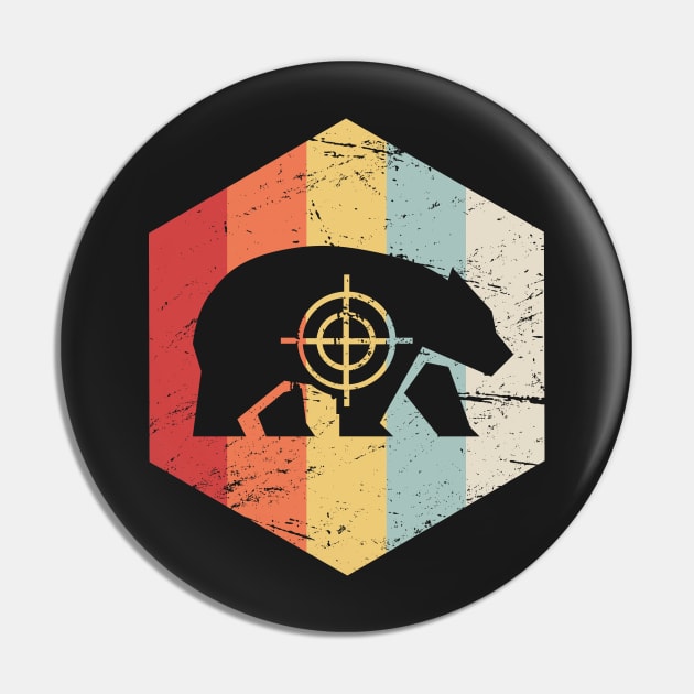 Retro Vintage Bear Hunter Icon Pin by MeatMan