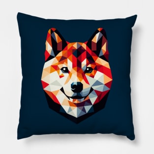 Geometric Shiba Inu: Polygonal Art Portrait Pillow