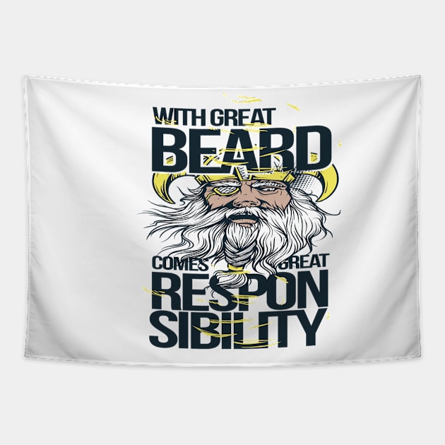 Trendy With Great Beard Comes Great Responsibility Collections Tapestry by kjmonroe