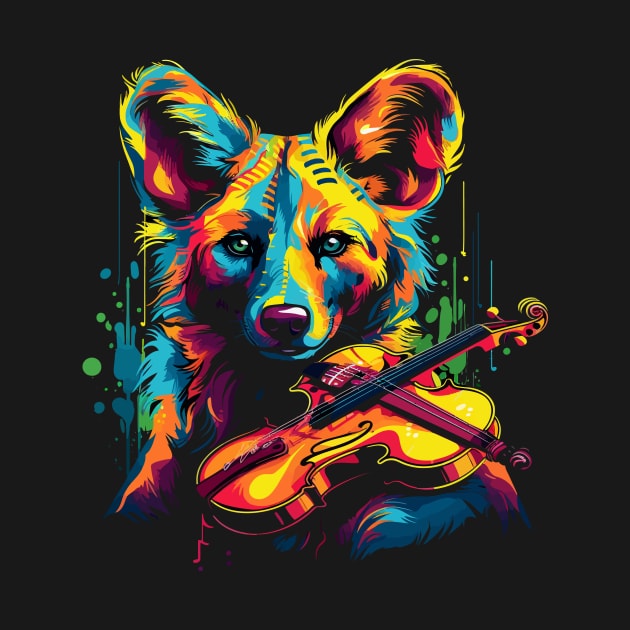 African Wild Dog Playing Violin by JH Mart