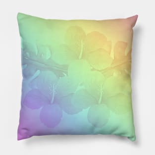 Tropical Rainbow Hibiscus Flower Square Pillow