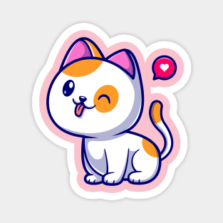 Cute Cat Sitting Cartoon Illustration Magnet