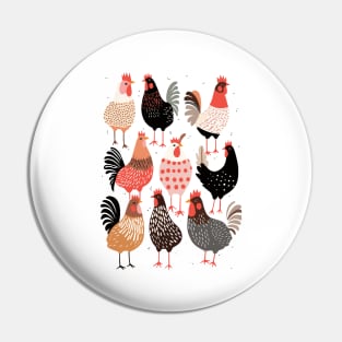 Winging It: Playful Chicken Graphic Tee Pin