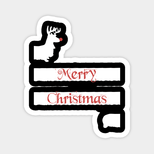 Merry Christmas Dachshund sausage dog Xmas Magnet by MGO Design