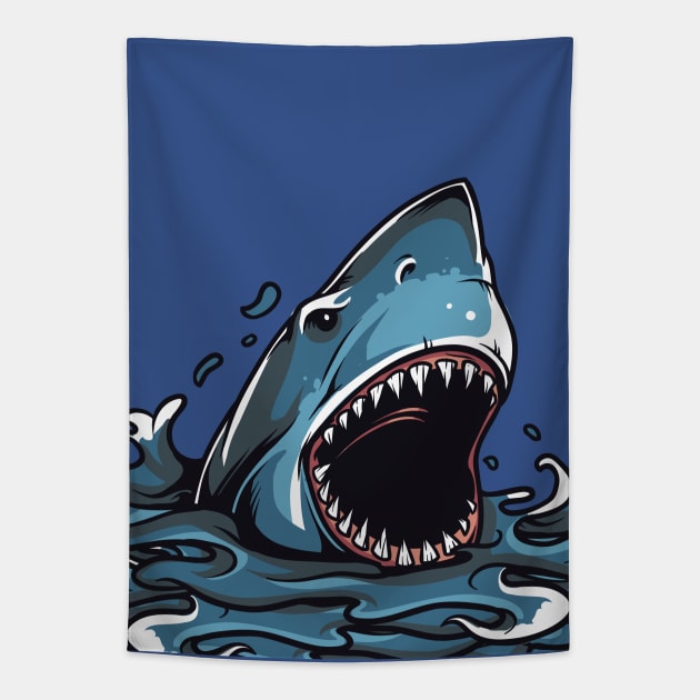 Shark Attack Tapestry by MarinasingerDesigns