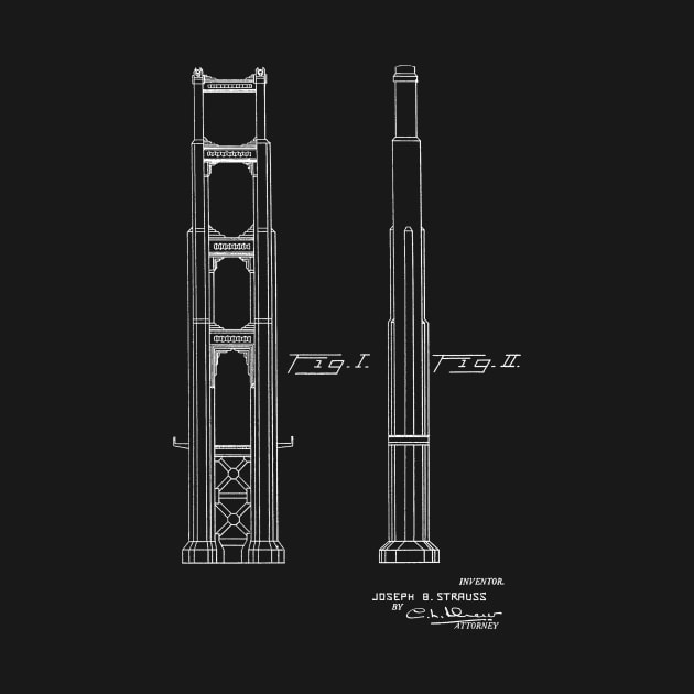 Highway Bridge Pier Vintage Patent Hand Drawing by TheYoungDesigns