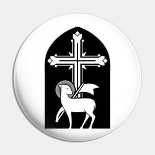 Lamb of God and crucifixion cross. Pin