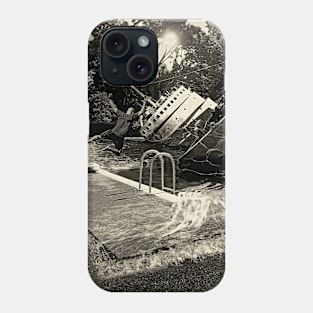 Sinking into the Pool Black and White Phone Case