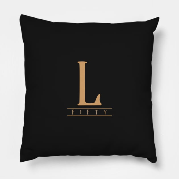 L (Fifty) Gold Roman Numerals Pillow by VicEllisArt