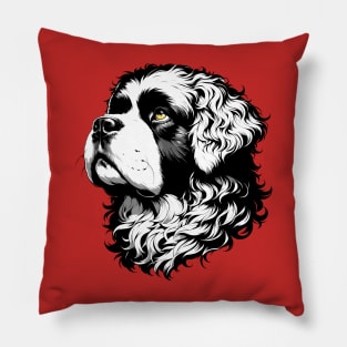 Stunning and Cool Bolognese Monochrome and Gold Portrait for Father's Day Pillow