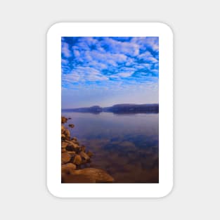 Clean water landscape scenery with clean sky and rocks Magnet