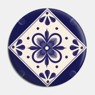 Blue Talavera Tile, Abstract flower by Akbaly Pin