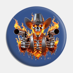 Flaming Skeleton Shooting Cowboy by focusln Pin