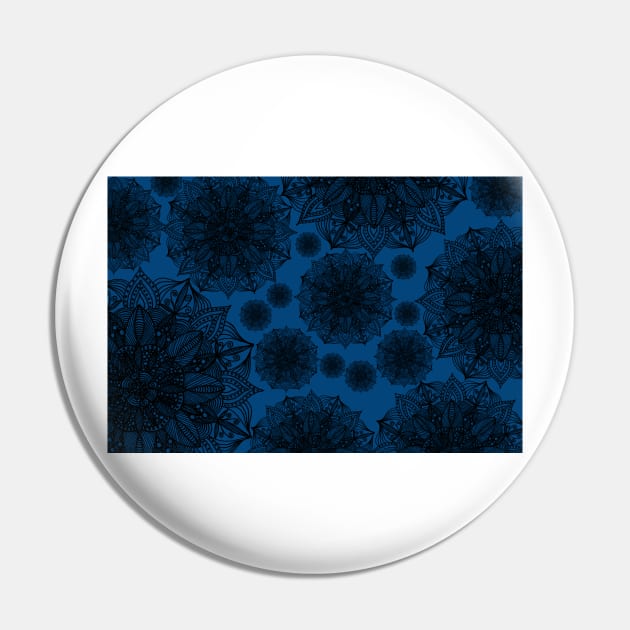 Black and Blue Mandala Pattern Pin by ZeichenbloQ