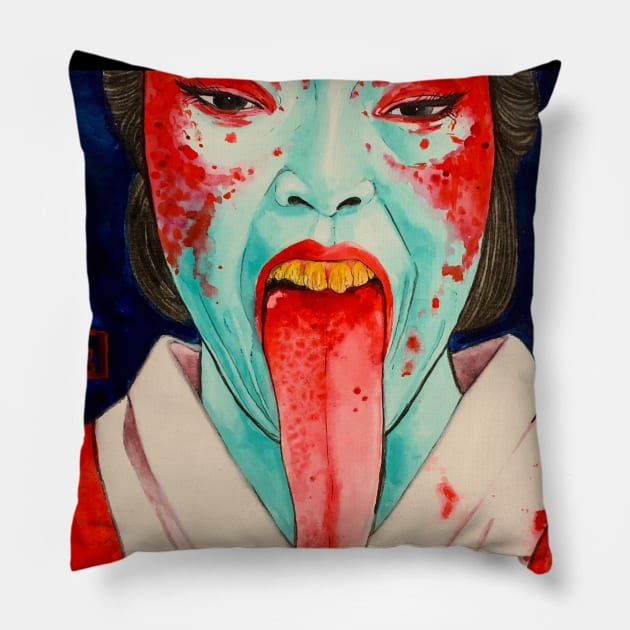 The Licking Woman Pillow by MadsAve