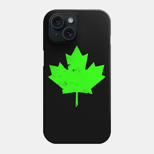 Green Distressed Canada Maple Leaf Phone Case by DazzlingApparel