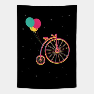 Vintage Flying Bike on Space Tapestry