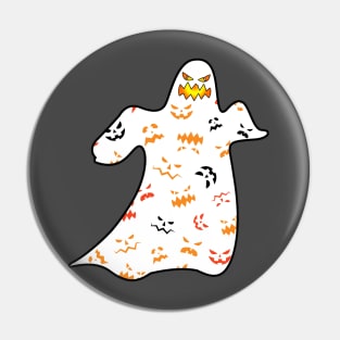 The Ghost wearing a Pumpkin Faces T-Shirt Pin