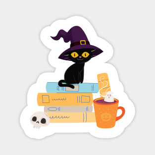 Witchy Black Cat || Ghost coffee Magnet