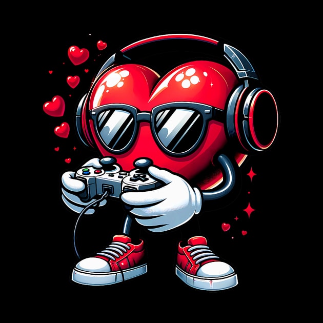 Funny Heart Gaming Valentines Day Men Women Boys Girl Gamer by jadolomadolo