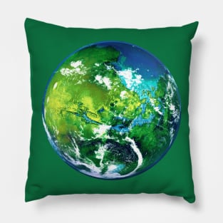 Green Terraformed Mars Rendering Pillow