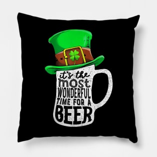 It's The Most Wonderful Time For A Beer Hat St Patrick's Day Pillow