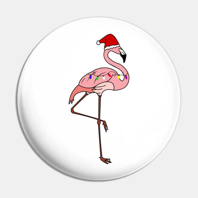 Tropical Christmas Lights Santa Pink Flamingo Pin by charlescheshire