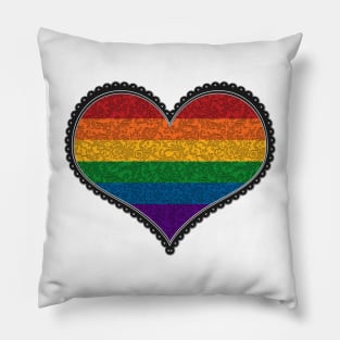 Elegant LGBT Rainbow Pride Decorative Heart in Pride Flag Colors Pillow