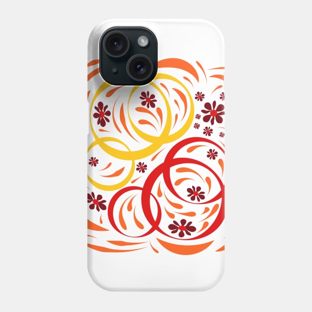 Folk floral art print  Flowers abstract art  poster Phone Case by Eskimos