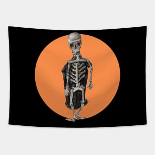 Halloween, Skeleton Mr Bones - Orange and Black Tapestry