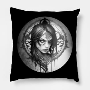 Gothic Woman Art Portrait Pillow