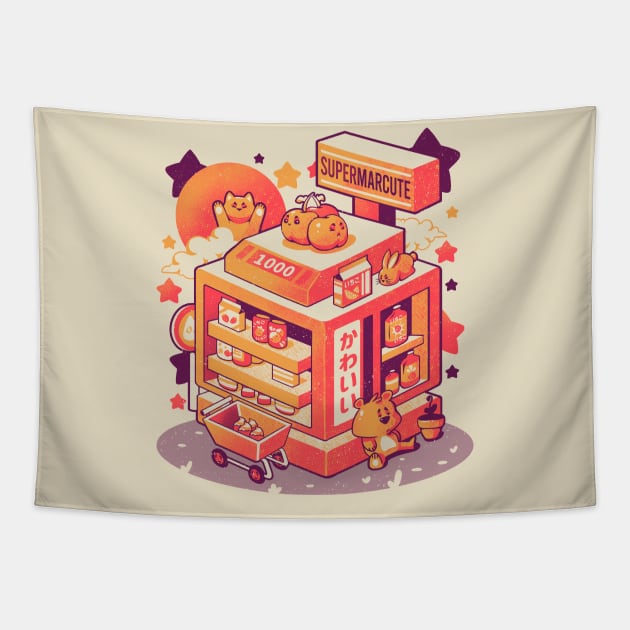 Supermarcute - Kawaii Kitty Bunny Cute Gift Tapestry by eduely