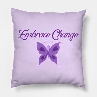 Eating Disorder Recovery Merch Purple Ribbon Butterfly Embrace Change Pillow