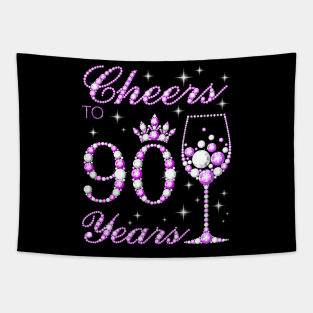 Cheers To 90 Years Old Women Purple 90Th Birthday Tapestry