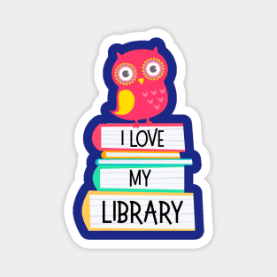 I Love My Library Cute Owl Book Lovers Gift Magnet