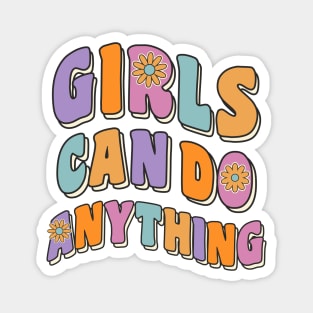 Girls Can Do Anything Girl Women Feminism 70s Vintage Style Magnet