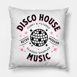 DISCO HOUSE  - Retro Modern Disco Ball (Black/Pink) Pillow