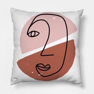 Abstract face line art boho drawing Pillow