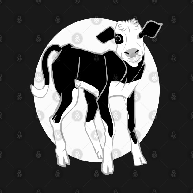 Baby Cow in black and white by belettelepink