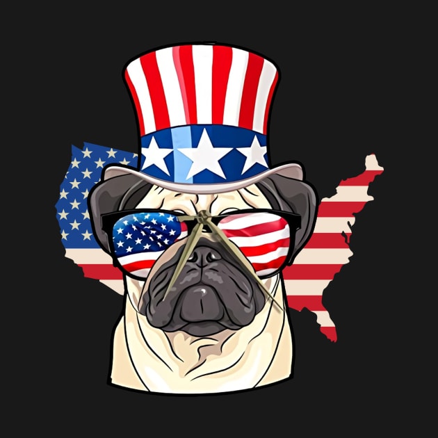 Patriotic Pug Dog Lover Flag Colors 4th of July Tank Top by Kaileymahoney