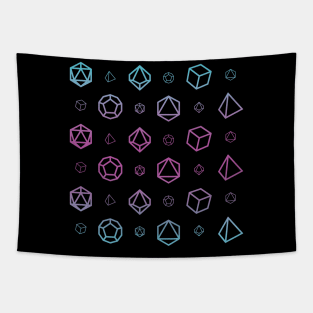 RPG Dice Set Pattern - Pink & Blue Neon Gradient Tapestry