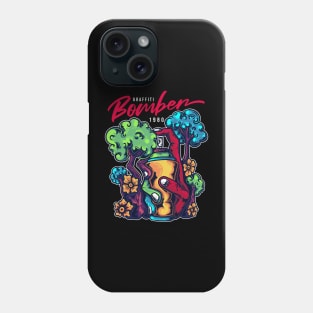 t-shirt-design-graffiti-bomber-with-hand-holding-spray-paint-vintage-illustration Phone Case