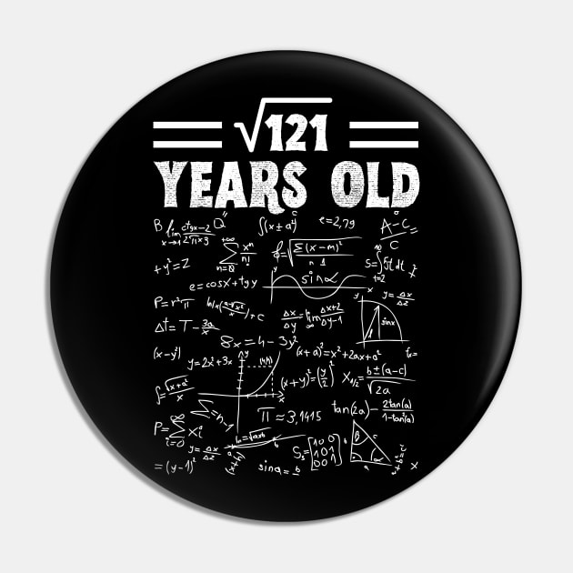 Square Root Of 121 11th Birthday, 11 Year Old Math Lover Gift Pin by JustBeSatisfied