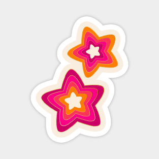 Pink and orange 70s stars Magnet