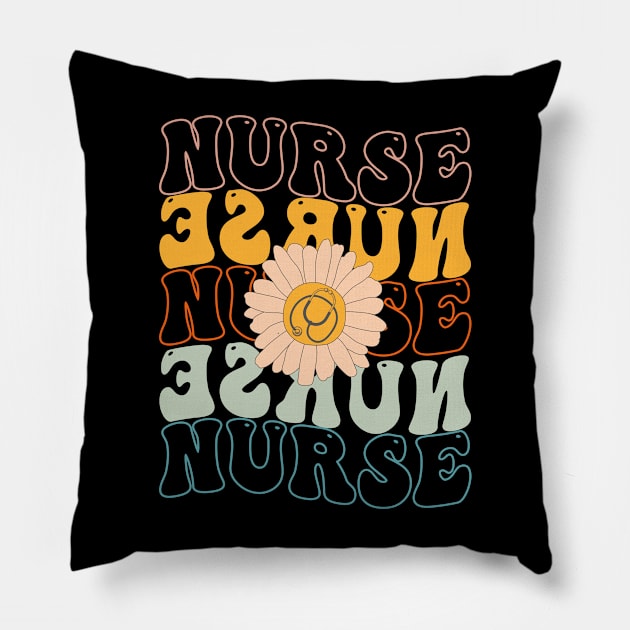 Retro Groovy Nurse Life For Women Nursing For Nurses Week Pillow by drag is art